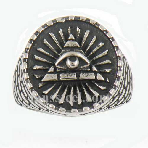 FSR13W52 egyptian bricks triangle all seeing eye ring - Click Image to Close